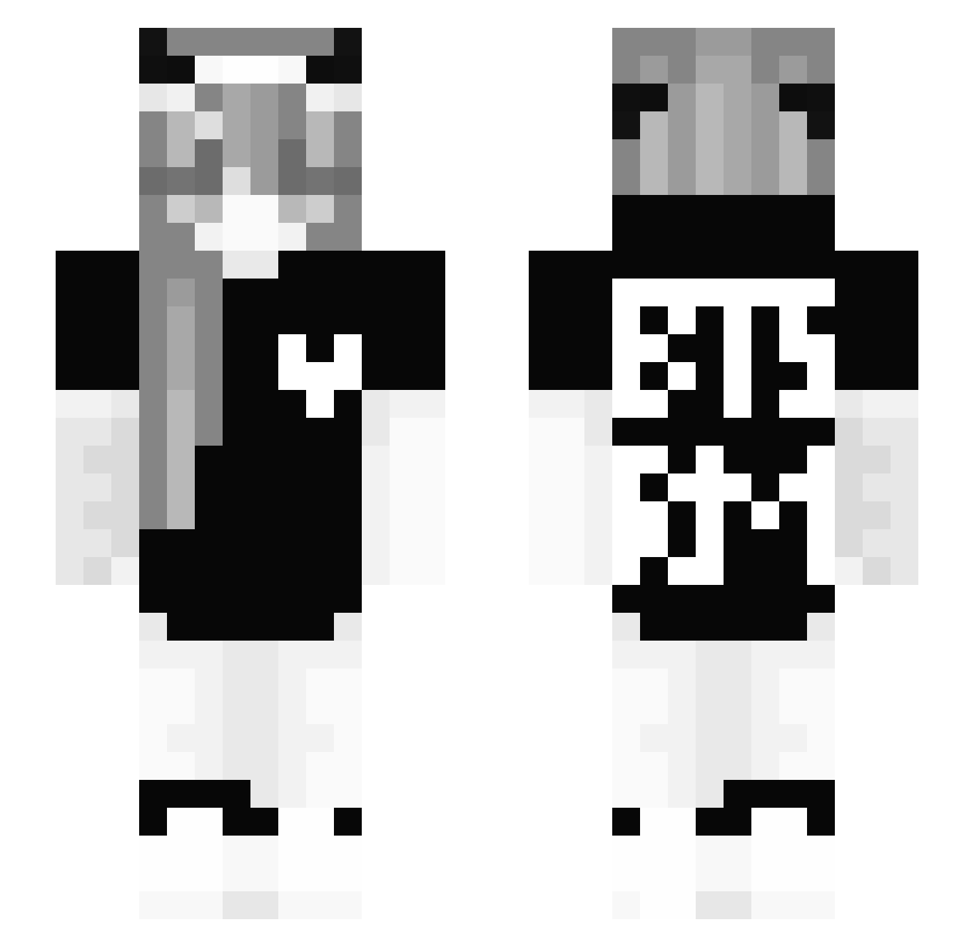 sharkwastaken Minecraft skin, front and back view