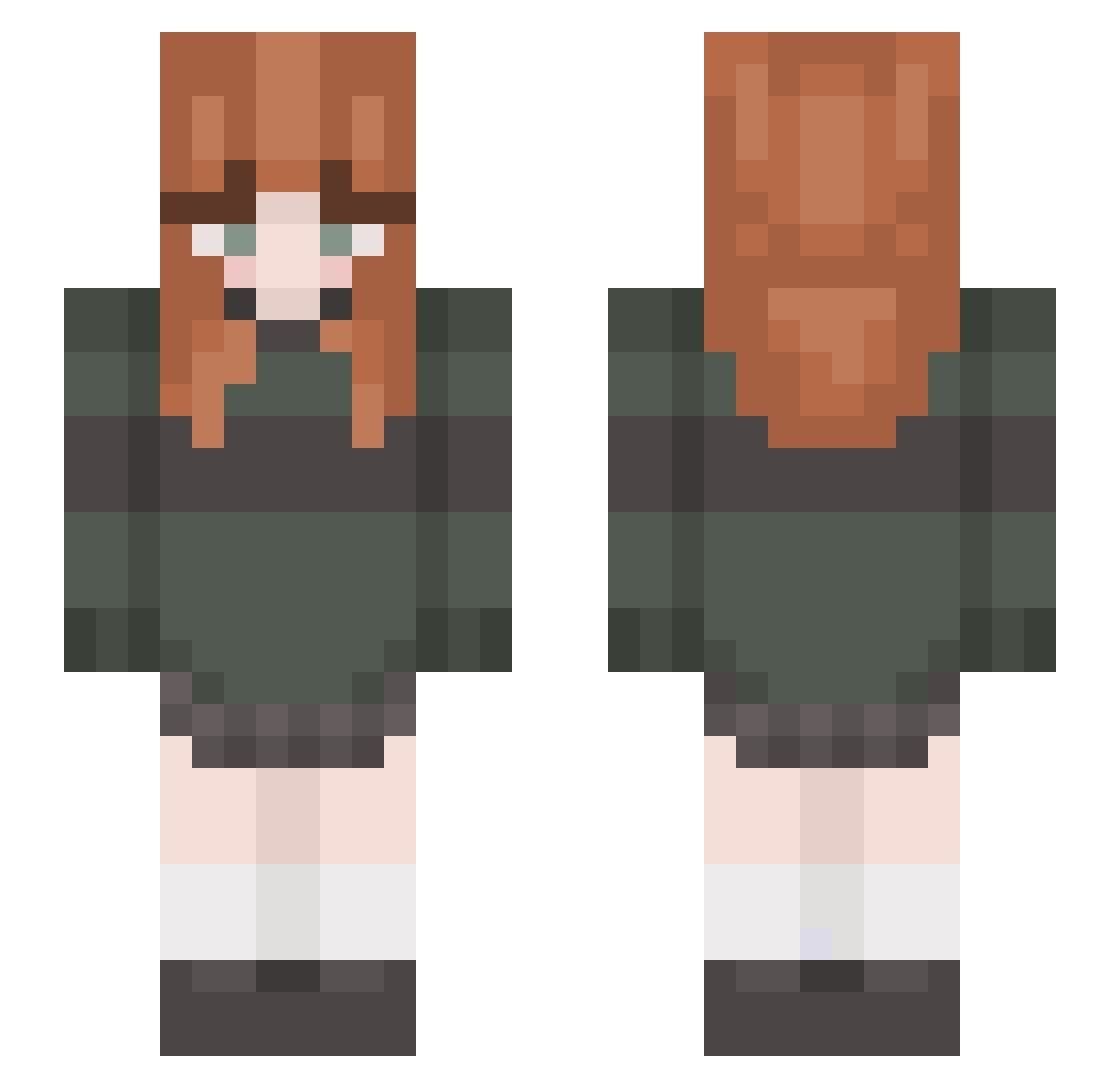 guineguins Minecraft skin, front and back view