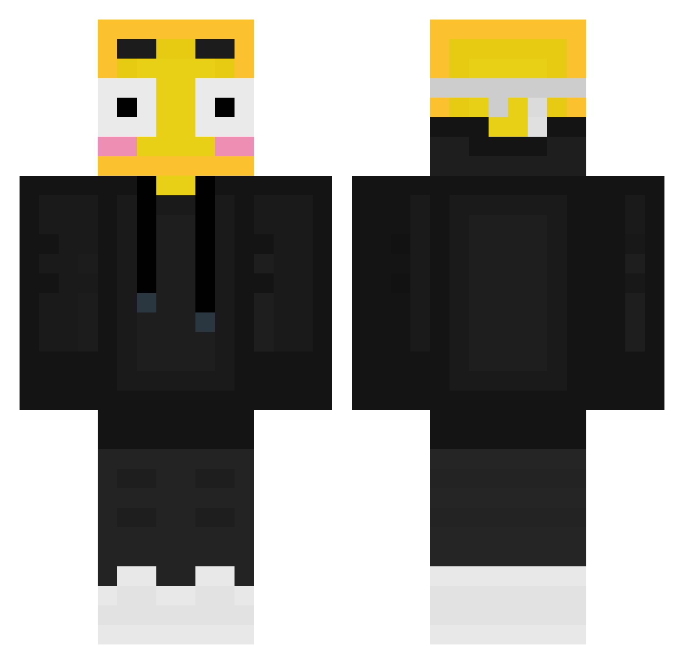Prisminic Minecraft skin, front and back view