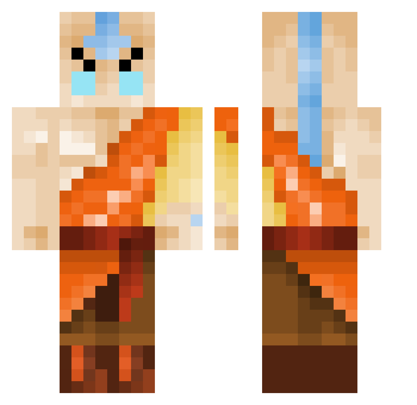Nixkk Minecraft skin, front and back view