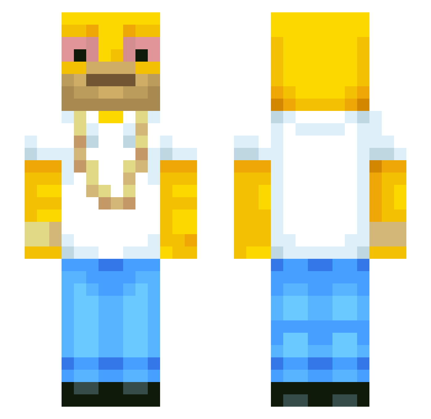 Zelonet Minecraft skin, front and back view