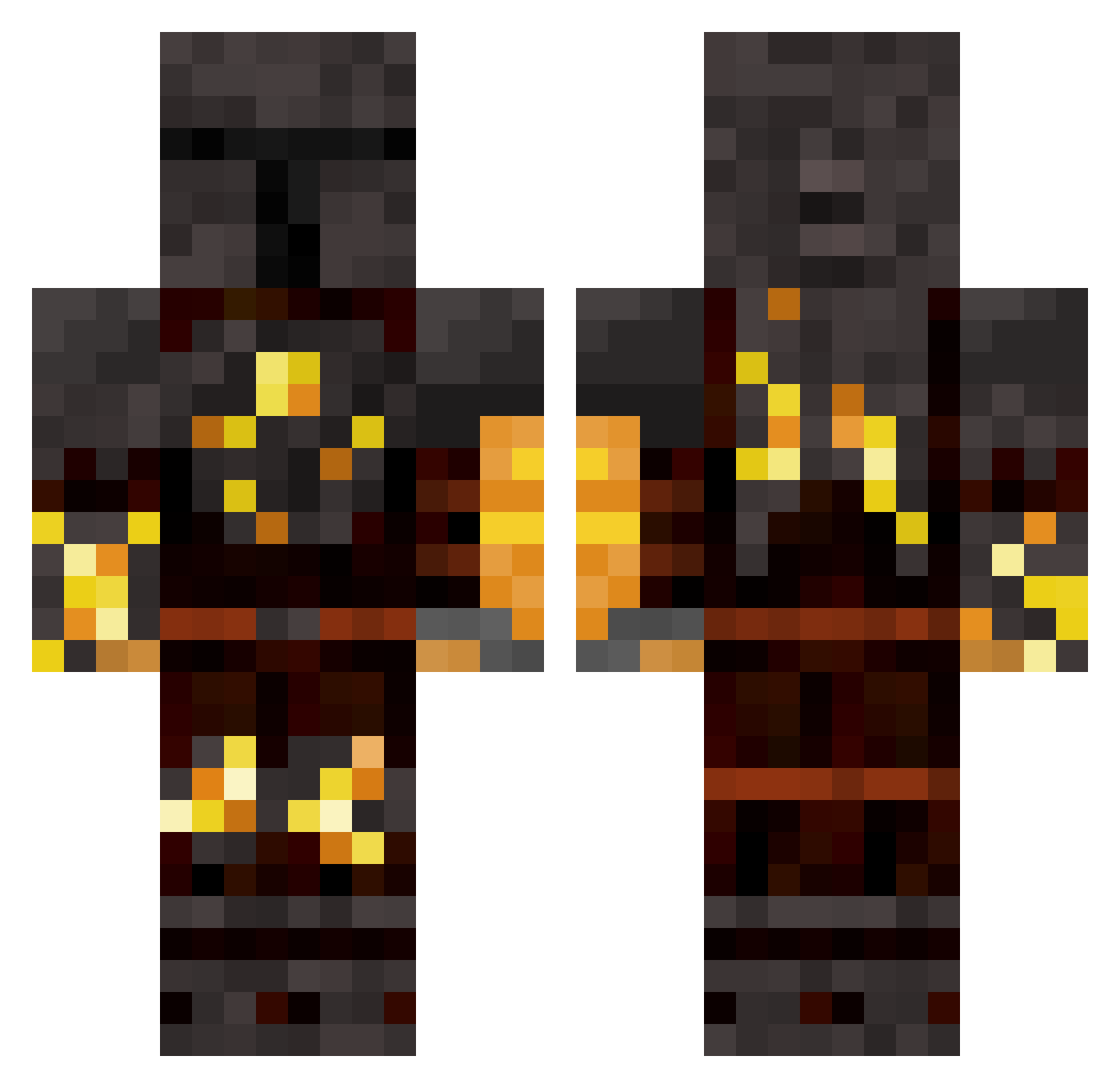 Pioop24 Minecraft skin, front and back view