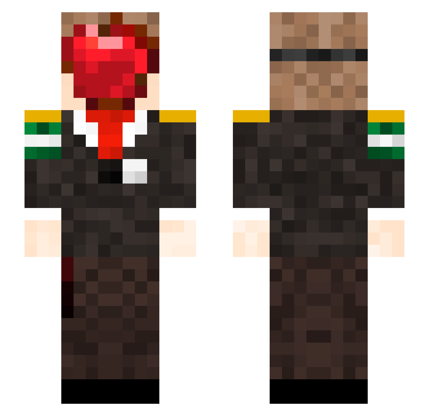 AppleFoots Minecraft skin, front and back view