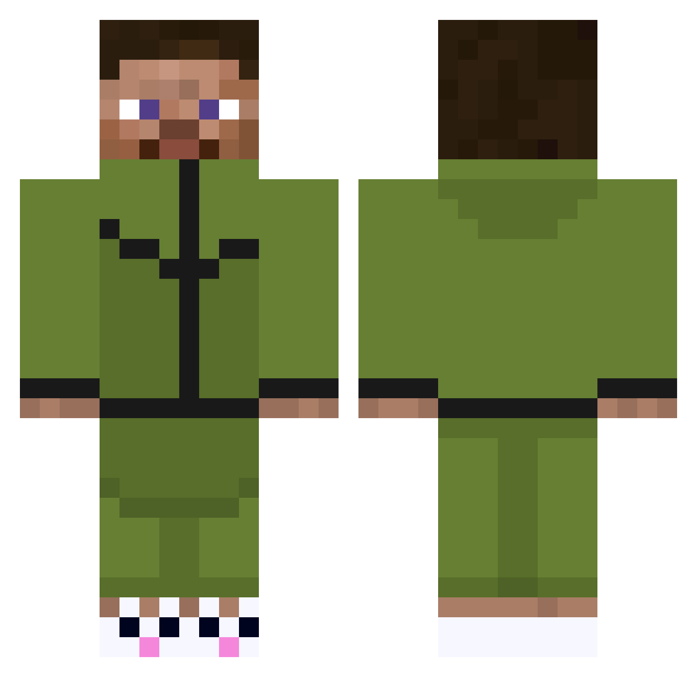 Boostah Minecraft skin, front and back view