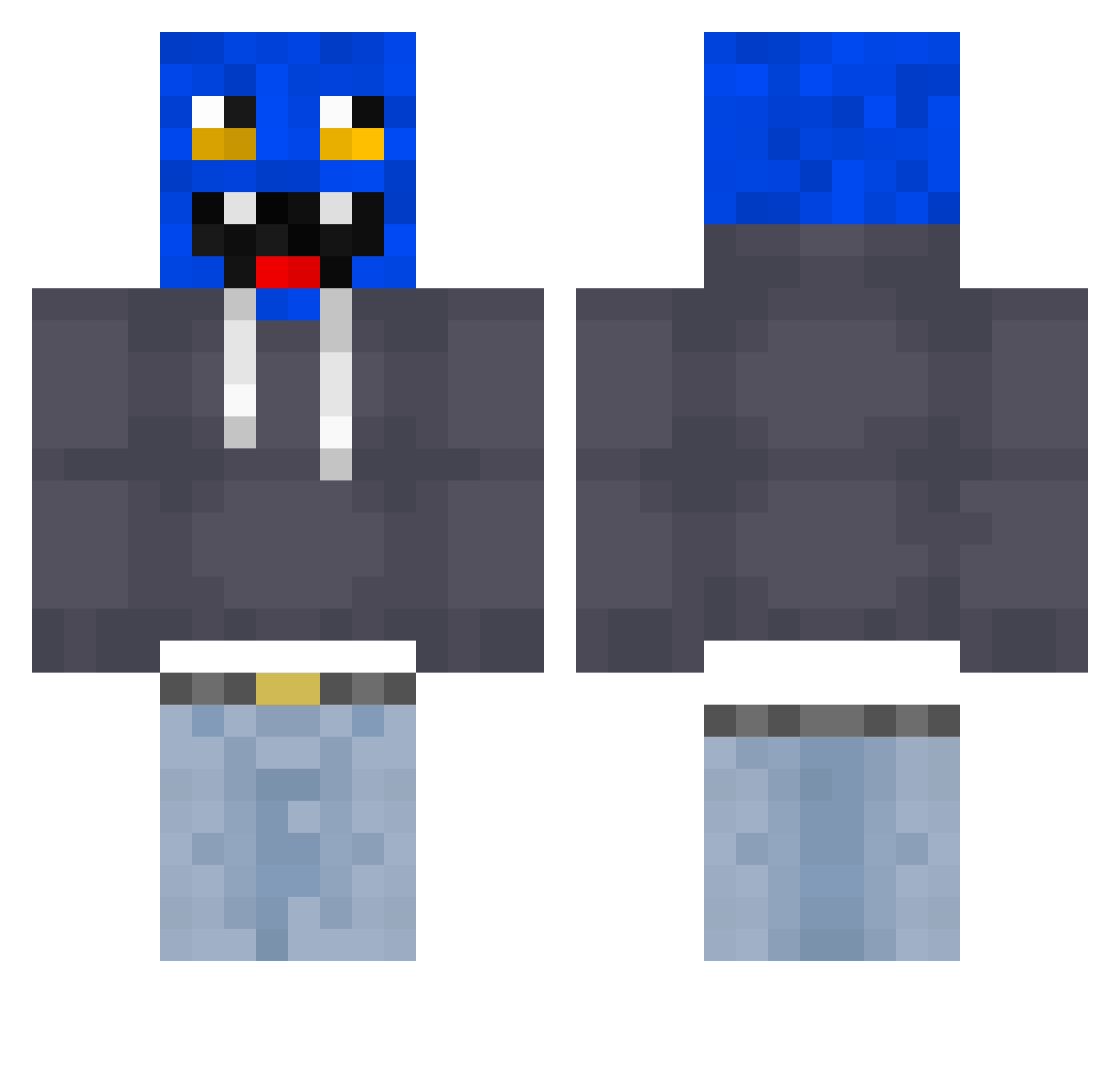 Sucharek2777 Minecraft skin, front and back view