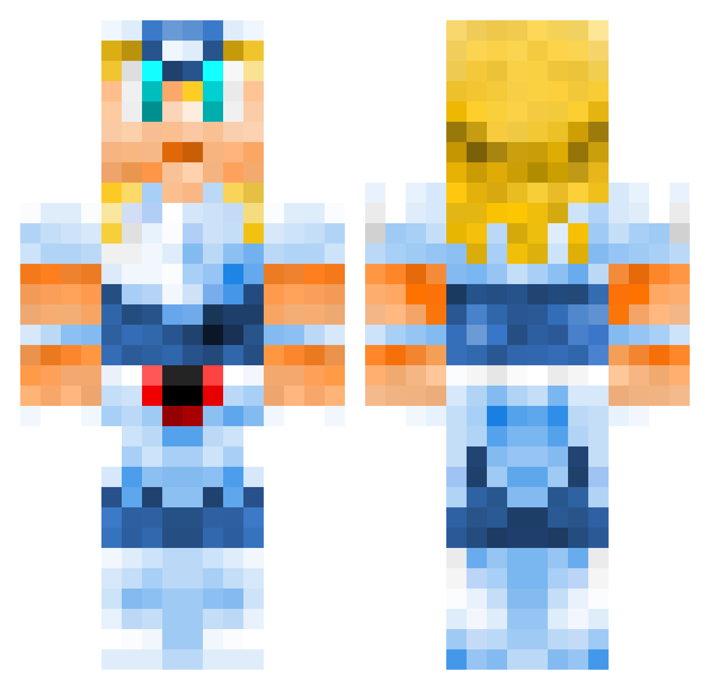 TioHell Minecraft skin, front and back view