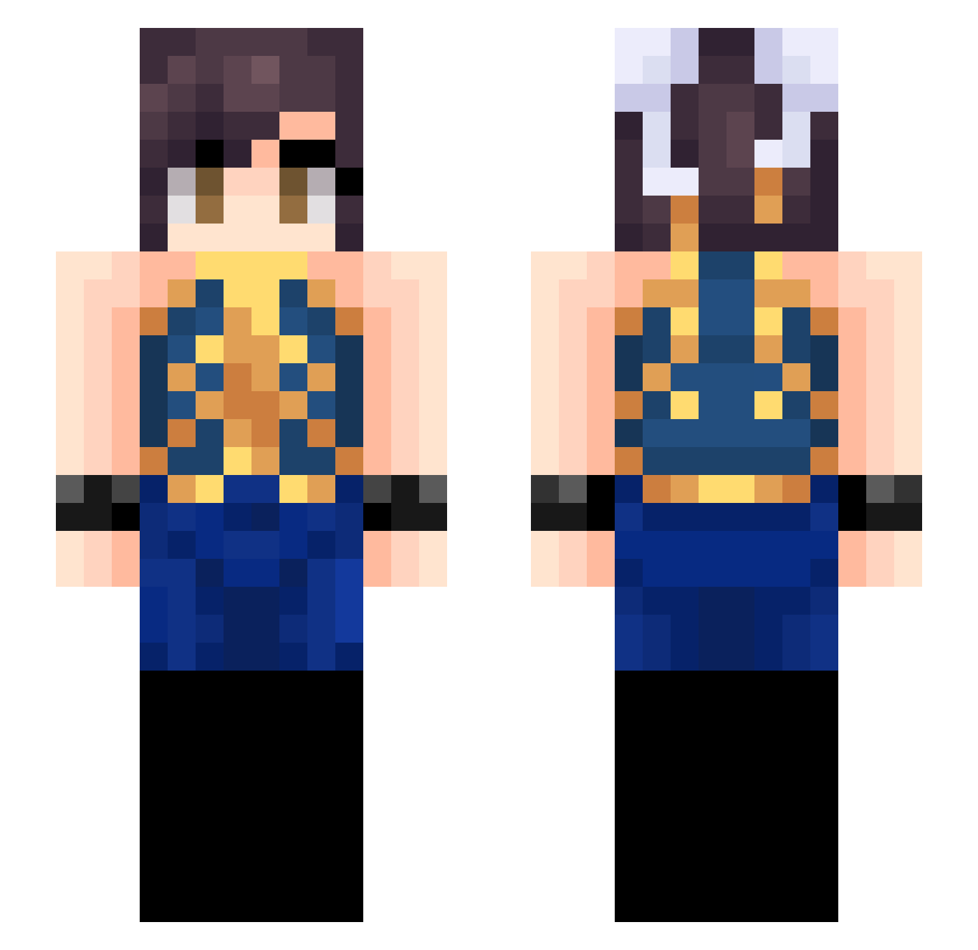 Cqnir Minecraft skin, front and back view