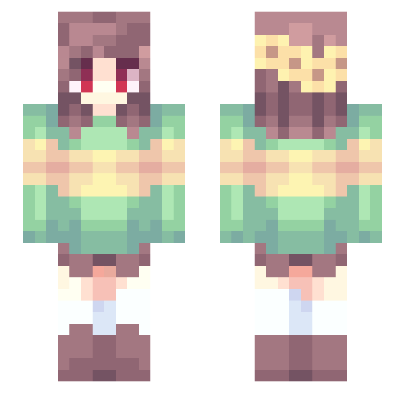 HamburberUwU Minecraft skin, front and back view