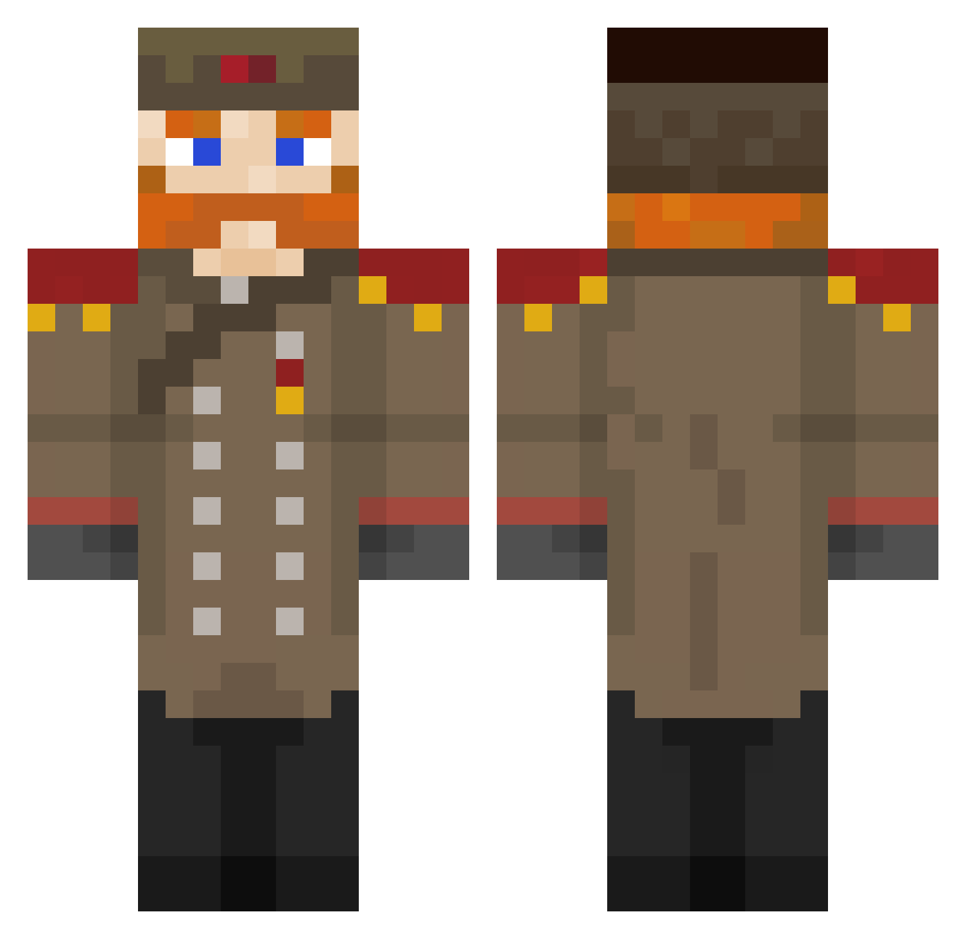 Crusoe Minecraft skin, front and back view