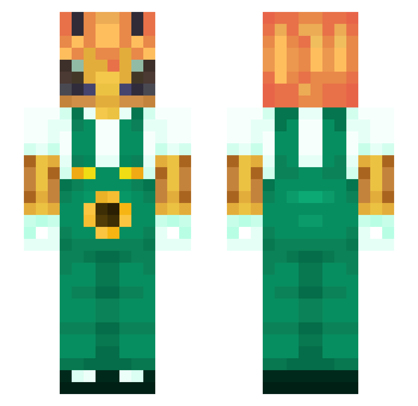 Aquanda_Mail Minecraft skin, front and back view