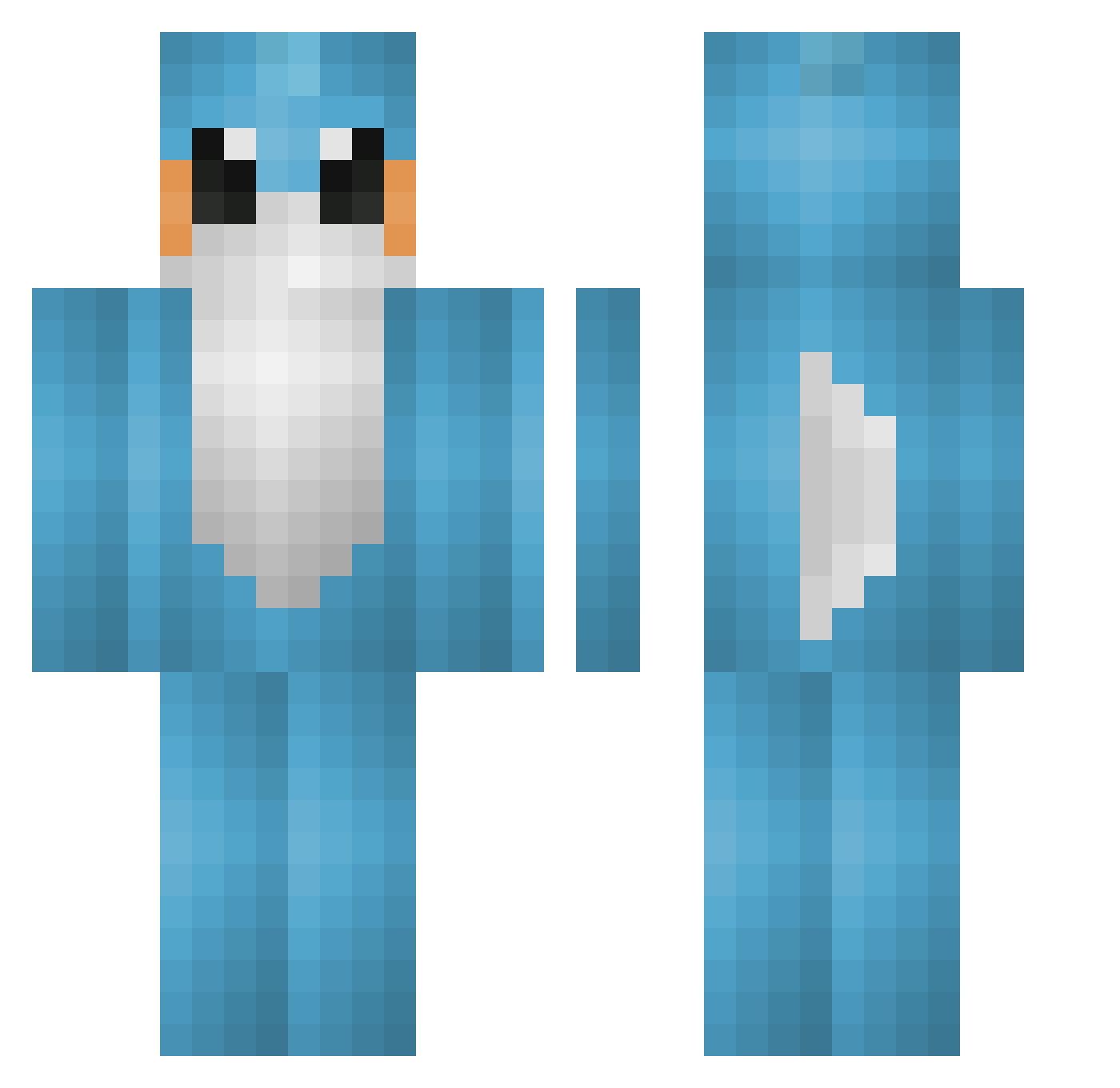 wisegod Minecraft skin, front and back view