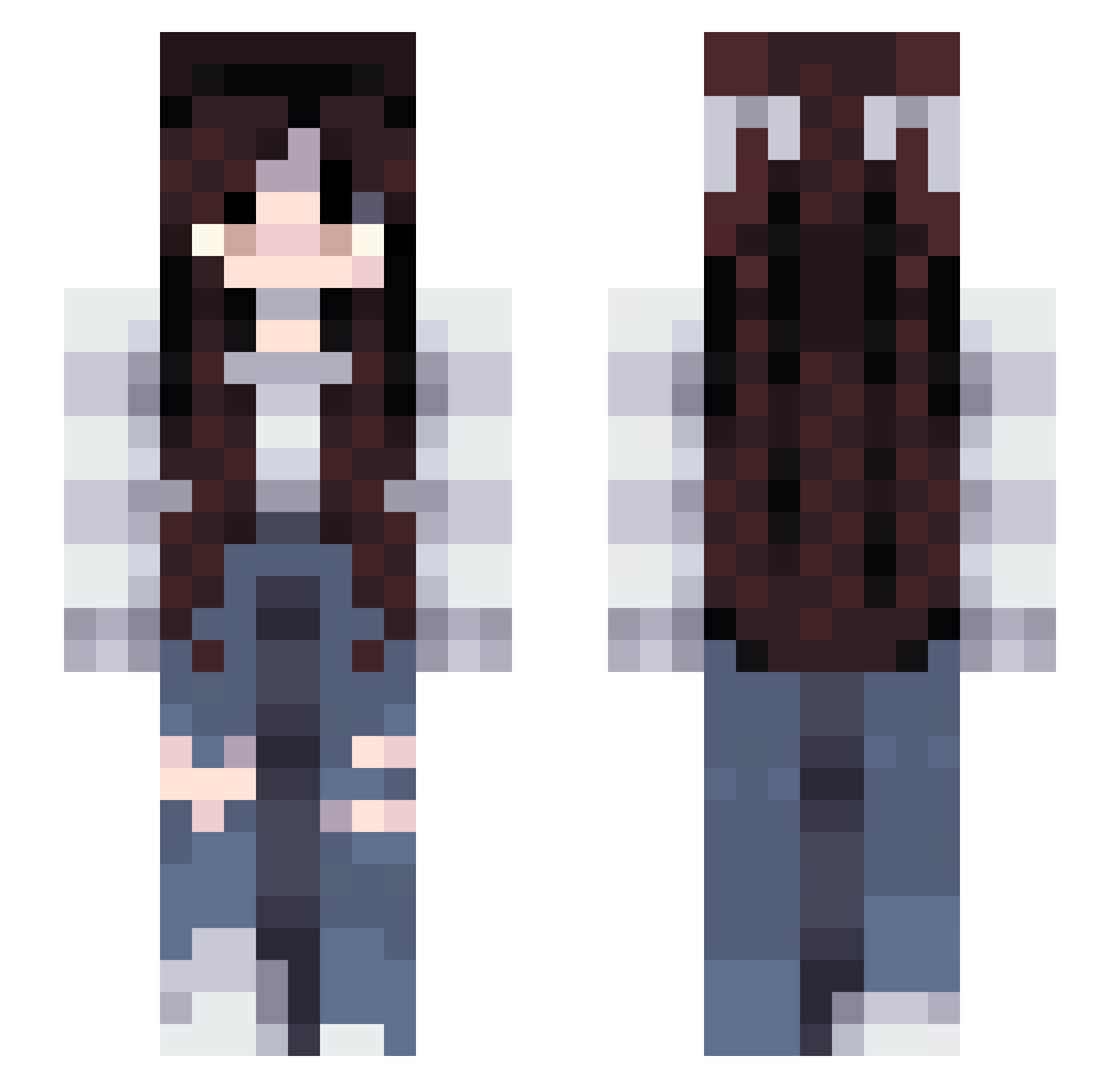 snackalina Minecraft skin, front and back view