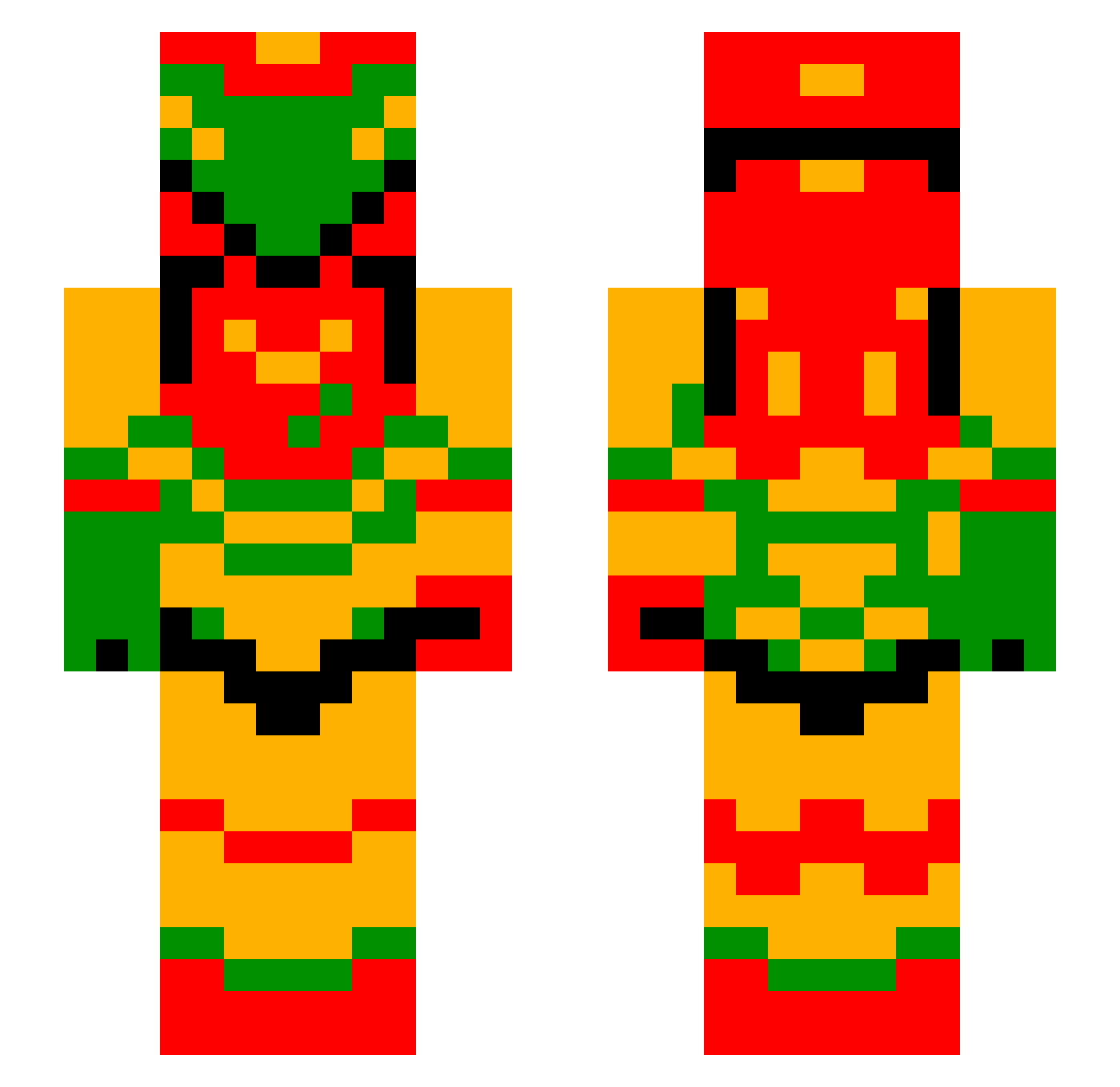 musteloid Minecraft skin, front and back view
