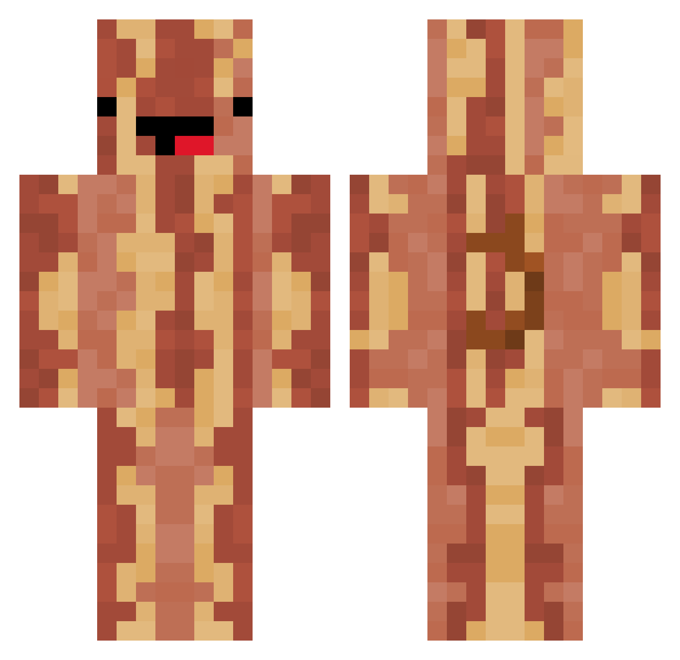 BaconBuddz Minecraft skin, front and back view