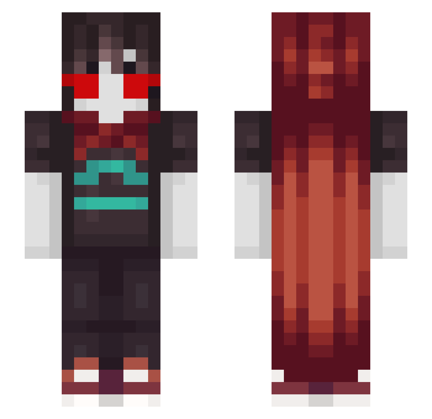 fishnotduck Minecraft skin, front and back view