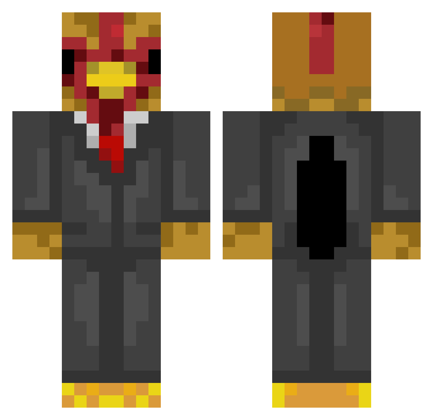 MrChirpy Minecraft skin, front and back view