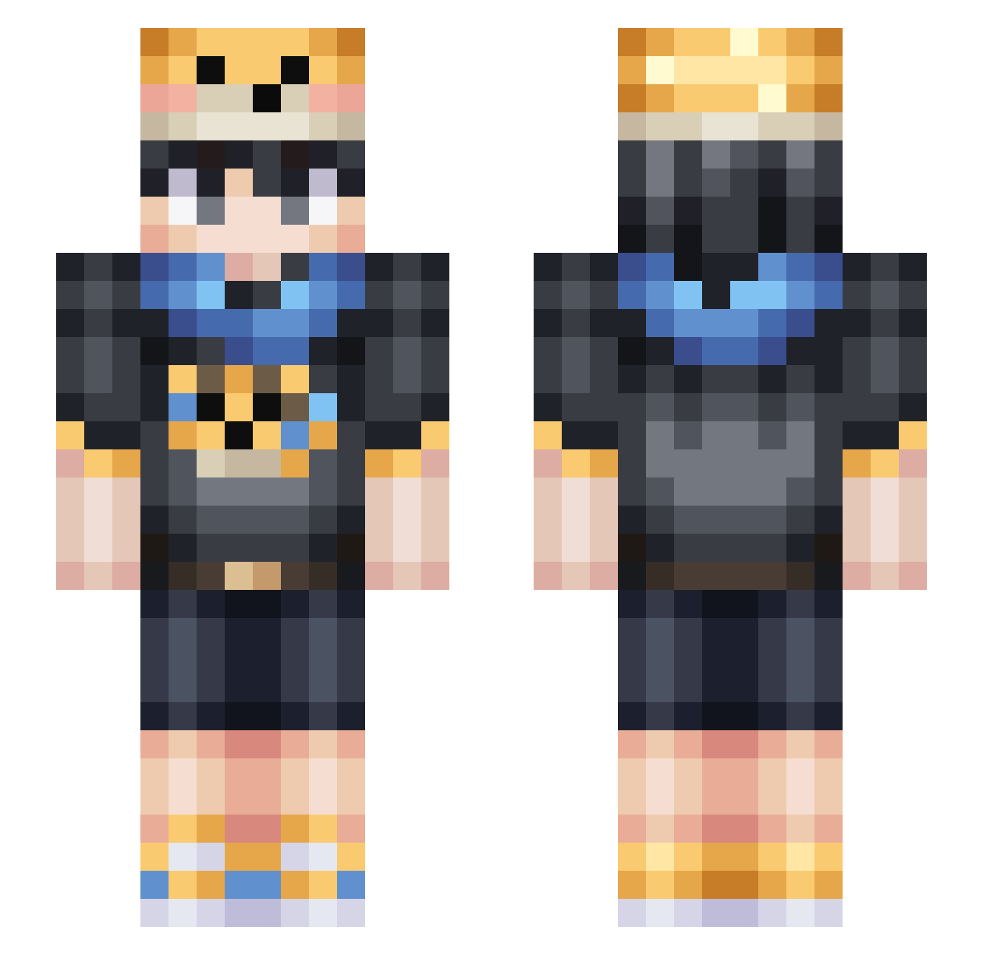 Violett_X Minecraft skin, front and back view