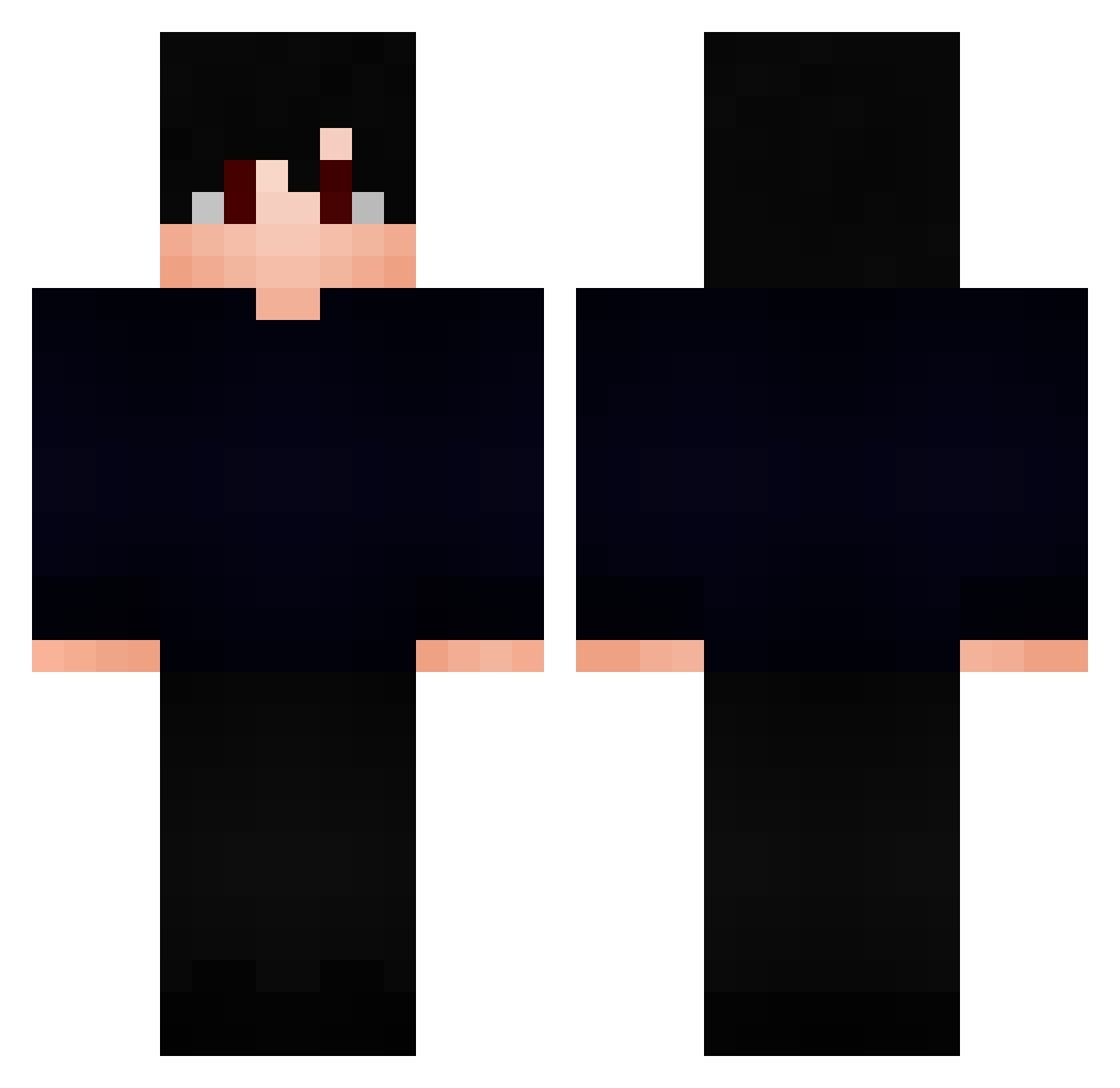 rhuanherobrine Minecraft skin, front and back view