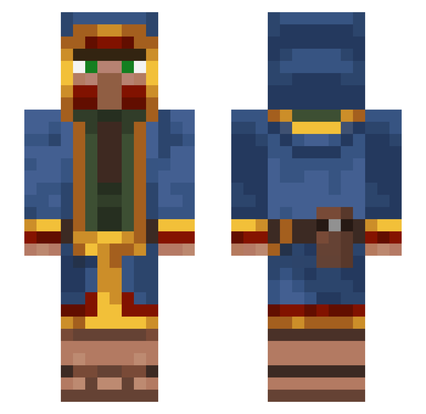 smallpond Minecraft skin, front and back view