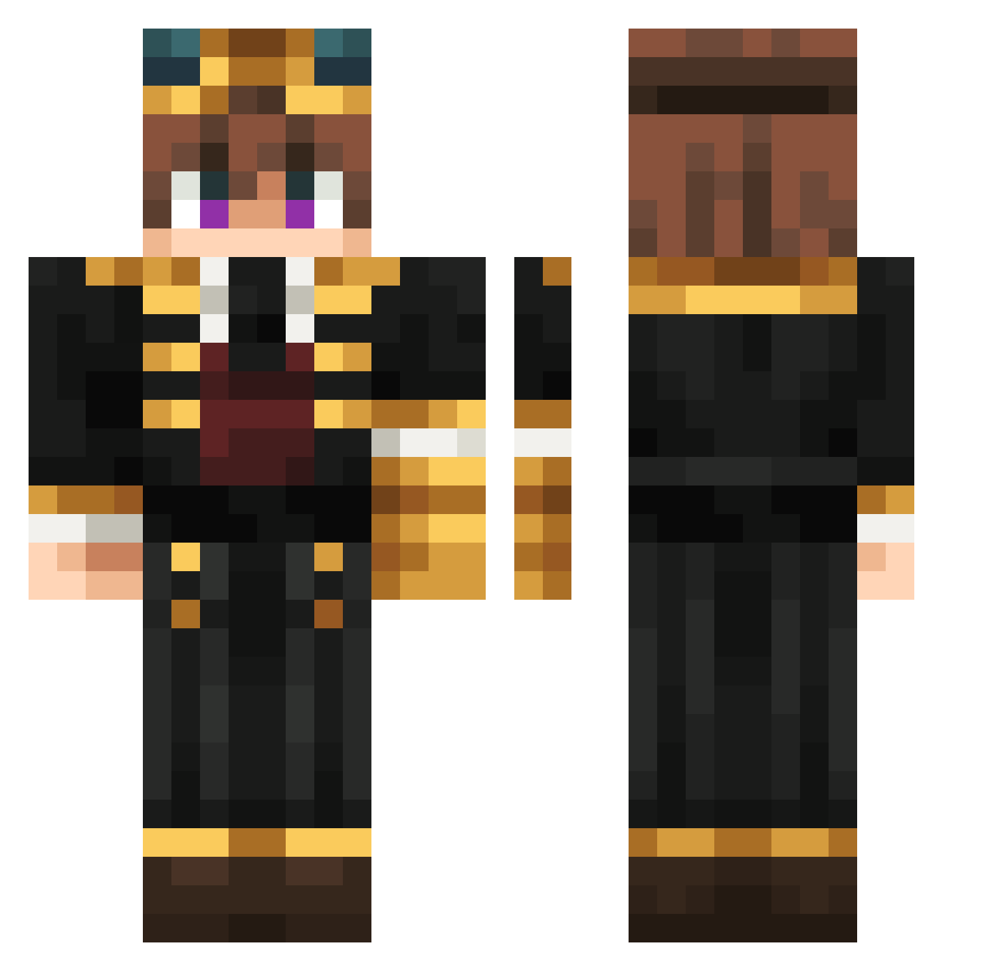 lochiz Minecraft skin, front and back view