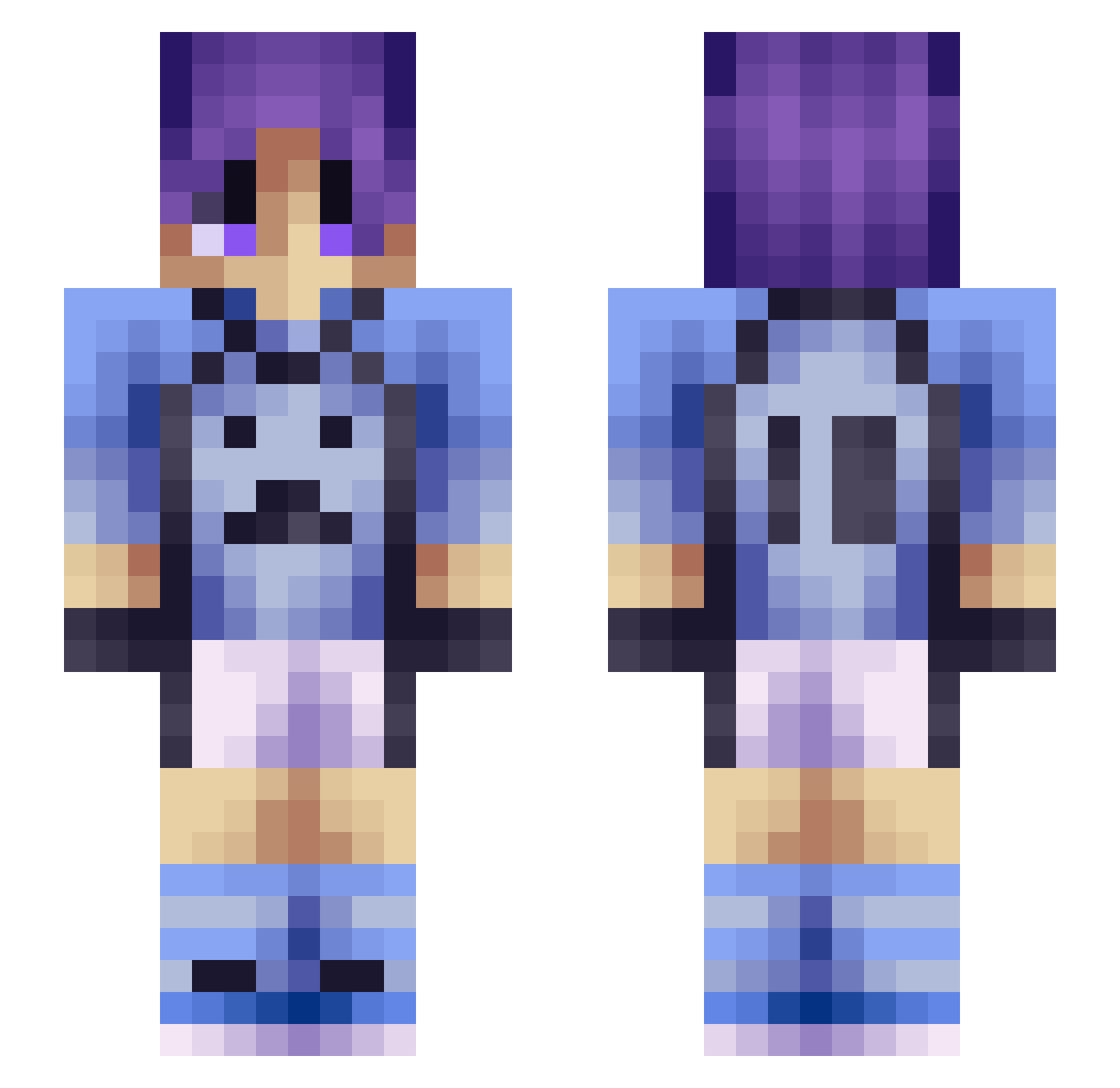 Reo_Mikage Minecraft skin, front and back view