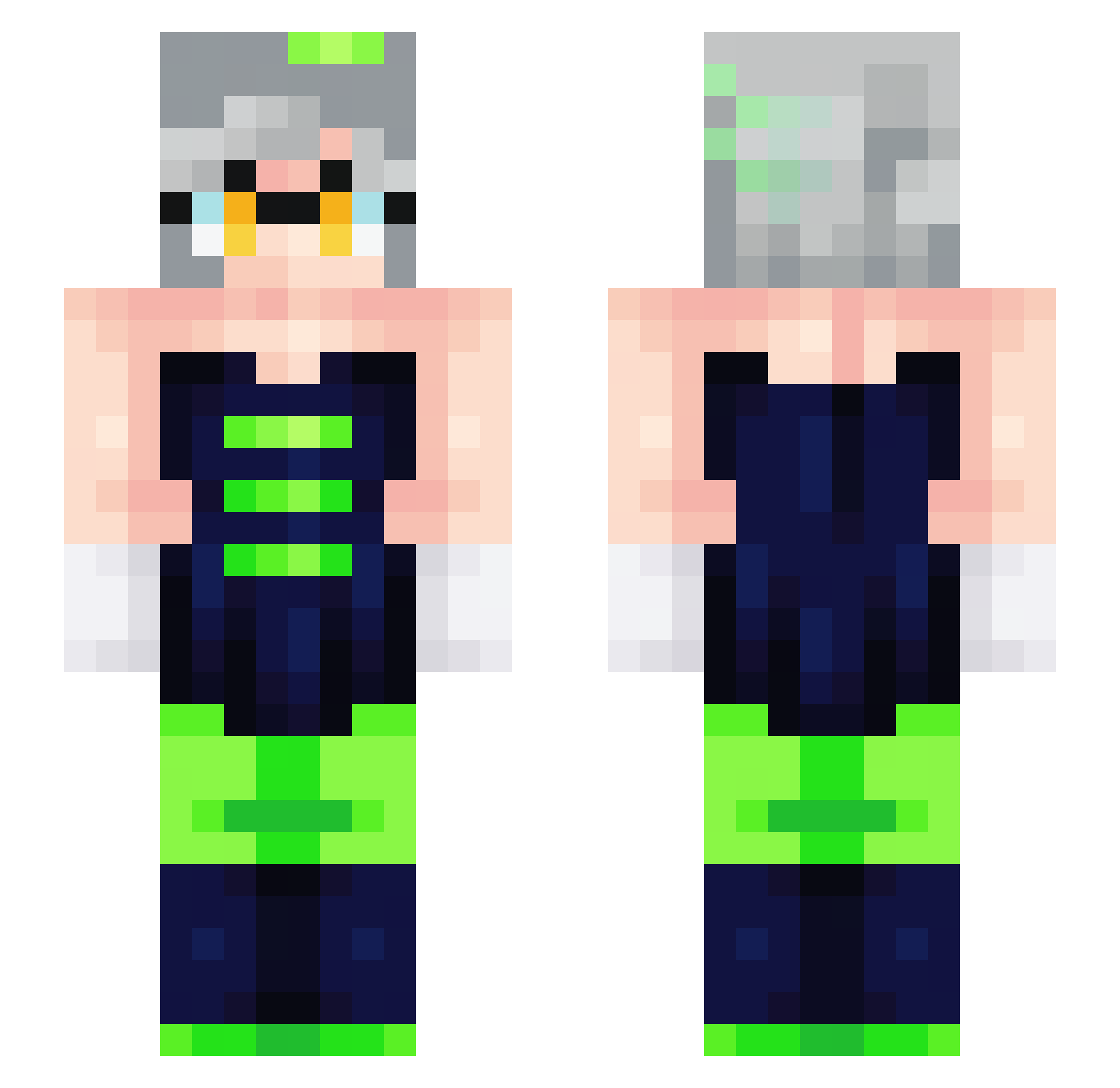 Luigibro26 Minecraft skin, front and back view