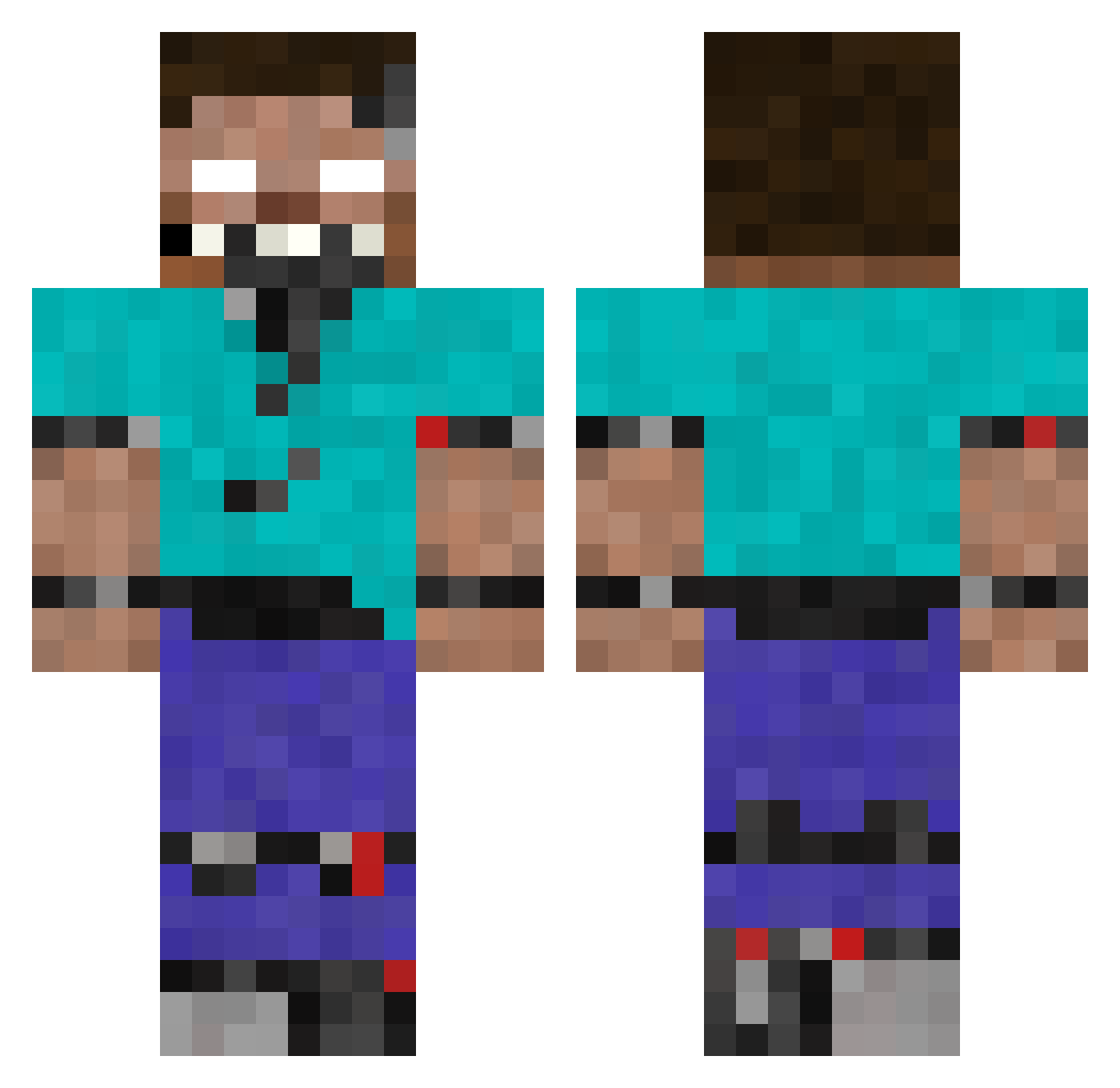 StumpXnXX Minecraft skin, front and back view