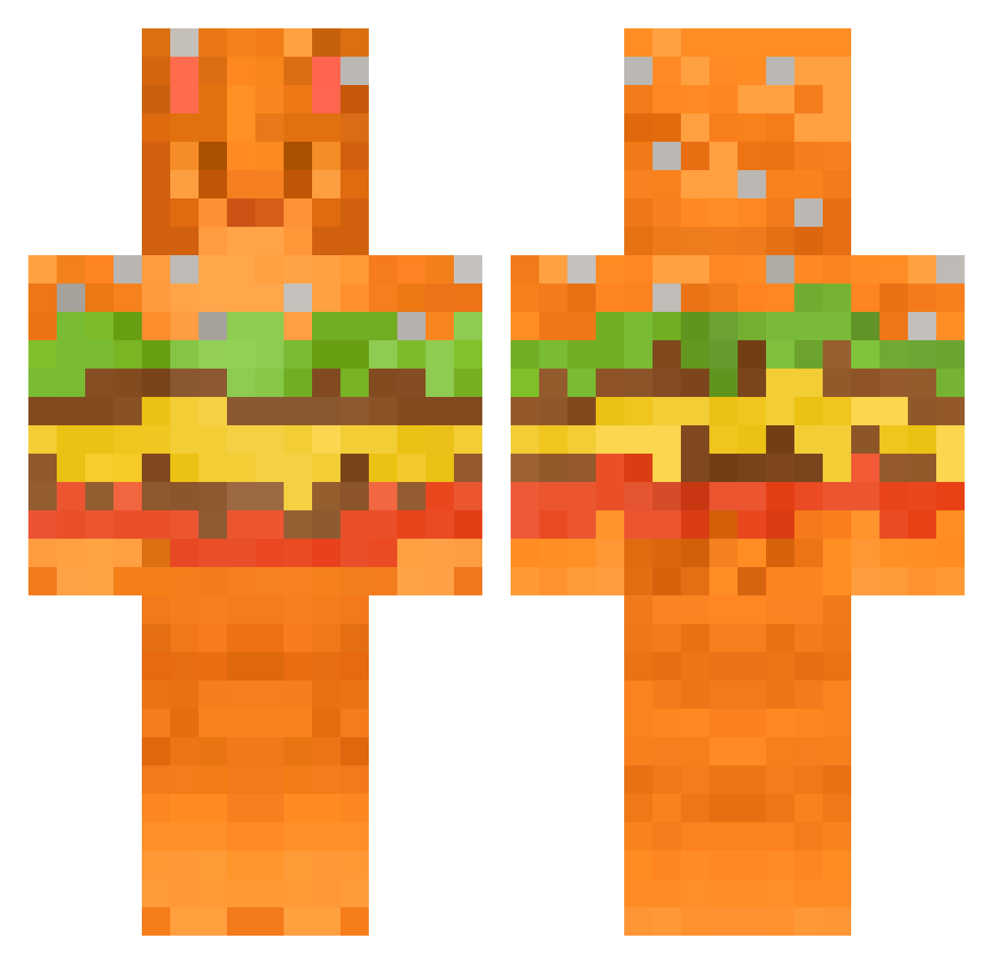 wokeupbricked Minecraft skin, front and back view