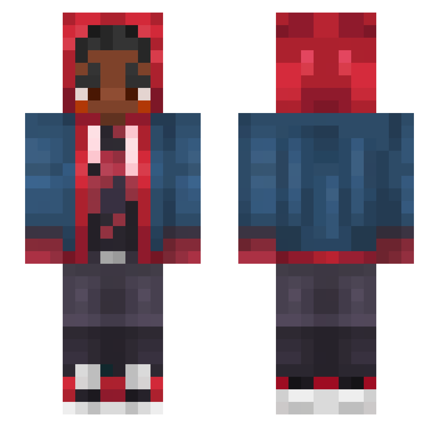 pipsink Minecraft skin, front and back view