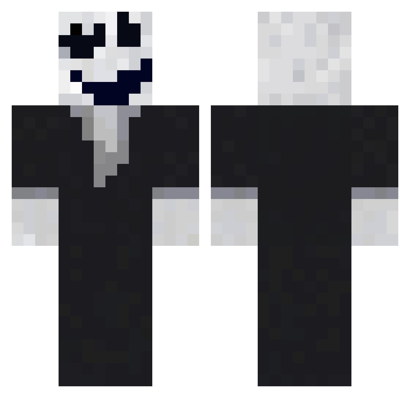 ReadMeAgain Minecraft skin, front and back view