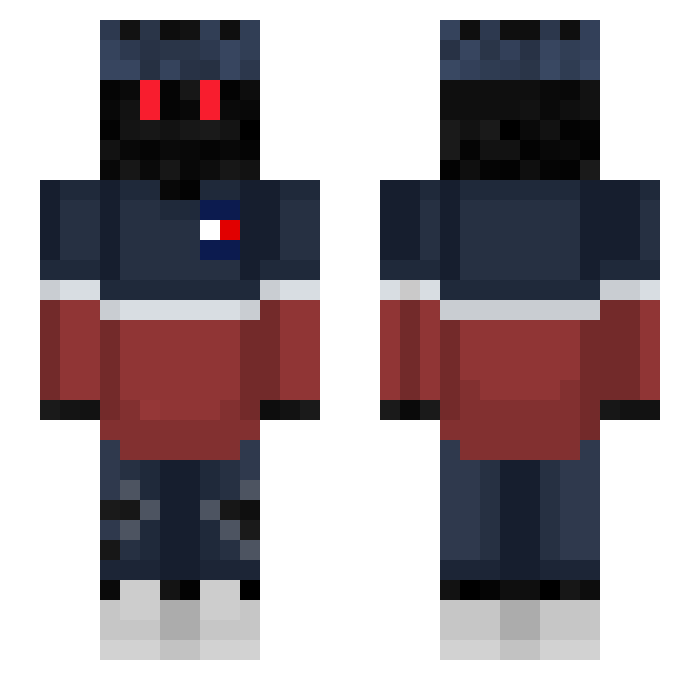 Scruth Minecraft skin, front and back view