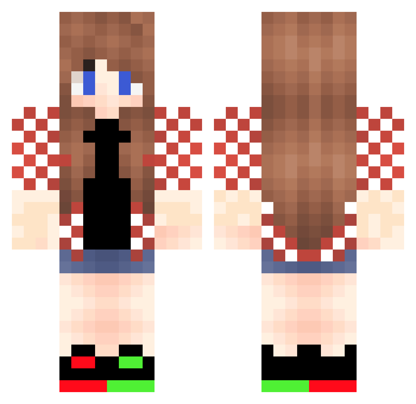 SuperGirlRequiem Minecraft skin, front and back view