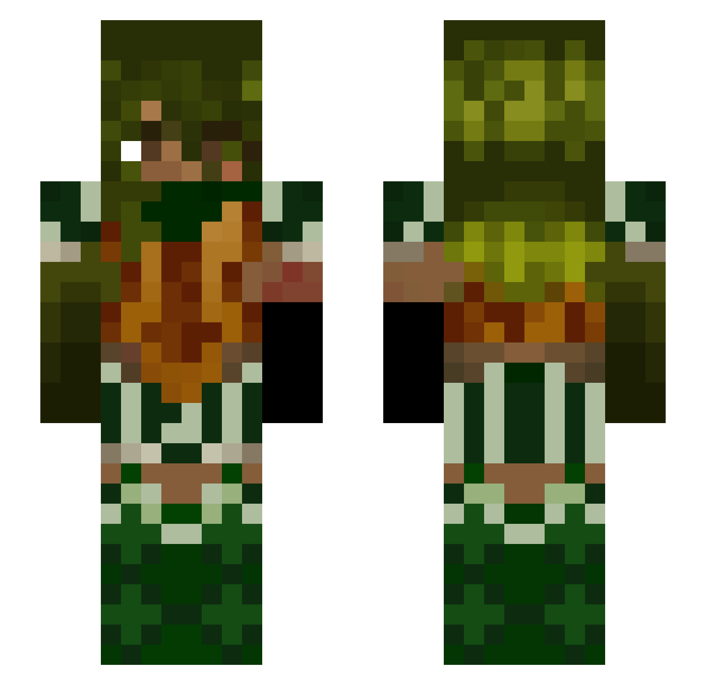 Parkertxt Minecraft skin, front and back view