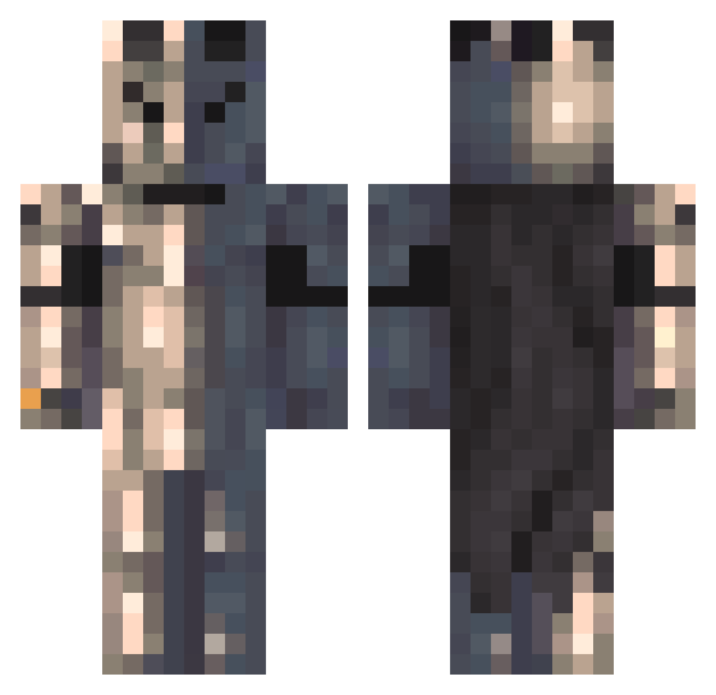 RevivedPotato Minecraft skin, front and back view