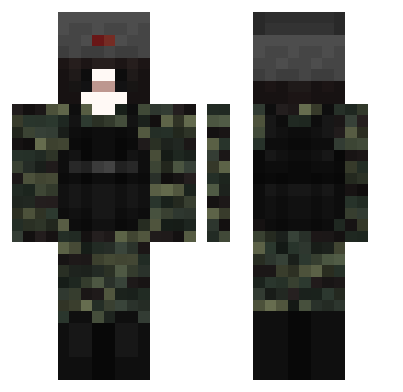 GreenCr0w Minecraft skin, front and back view