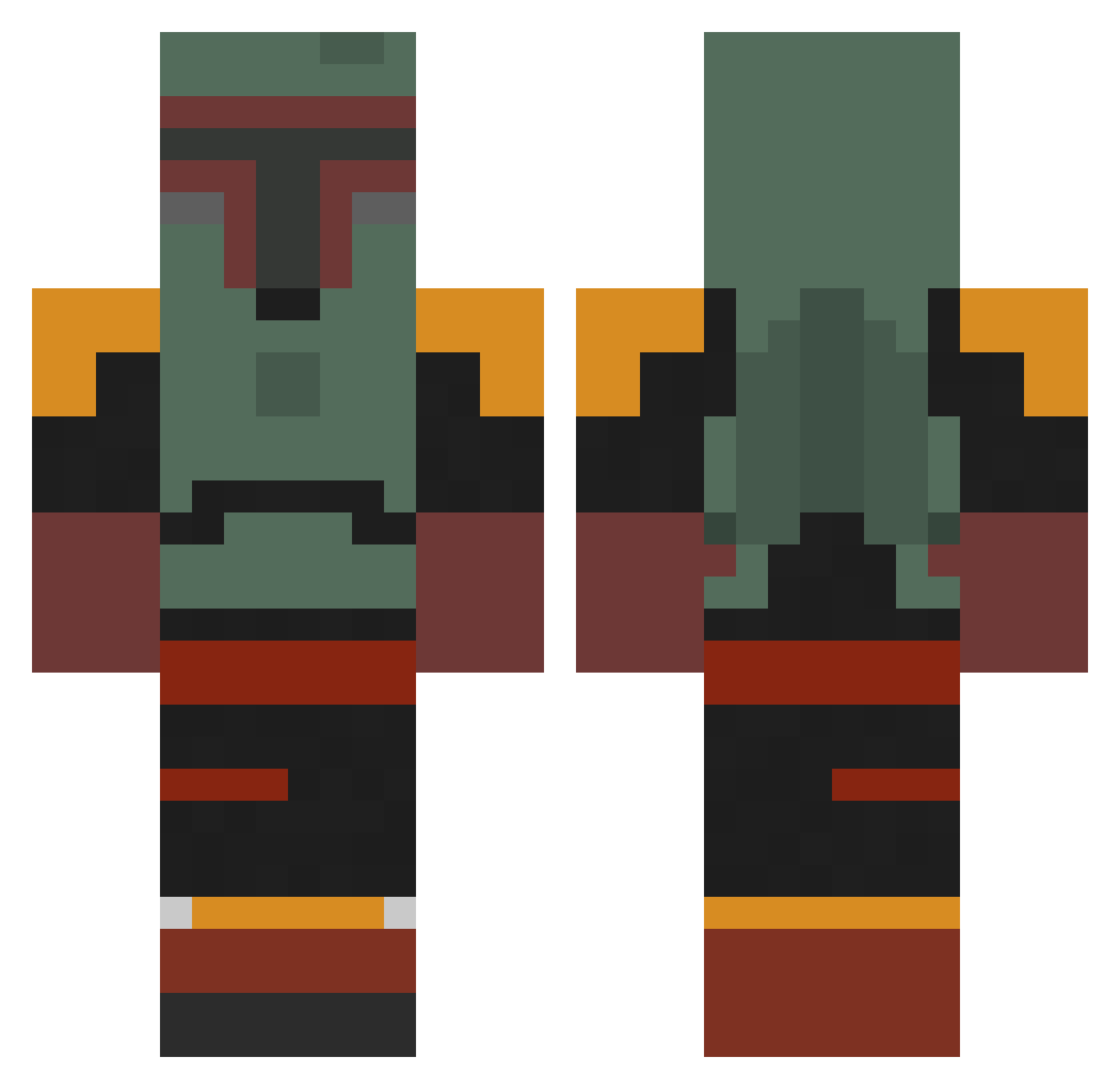 Tydom Minecraft skin, front and back view