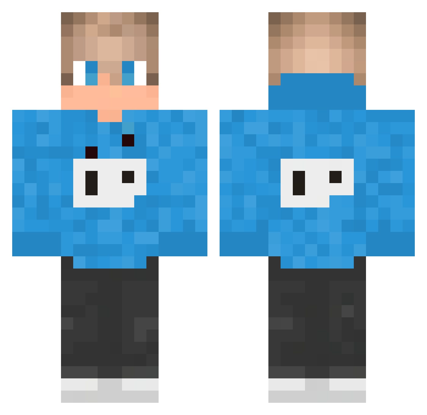 Luku13 Minecraft skin, front and back view
