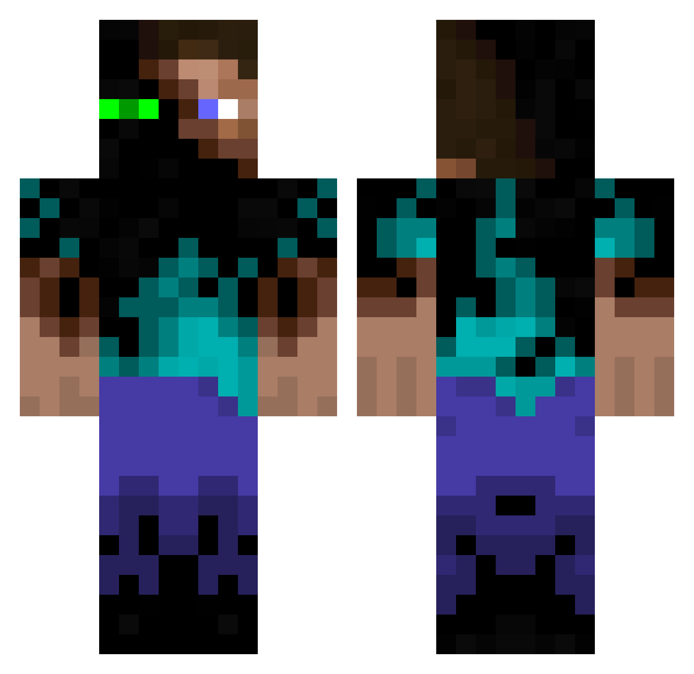 johnandmax Minecraft skin, front and back view