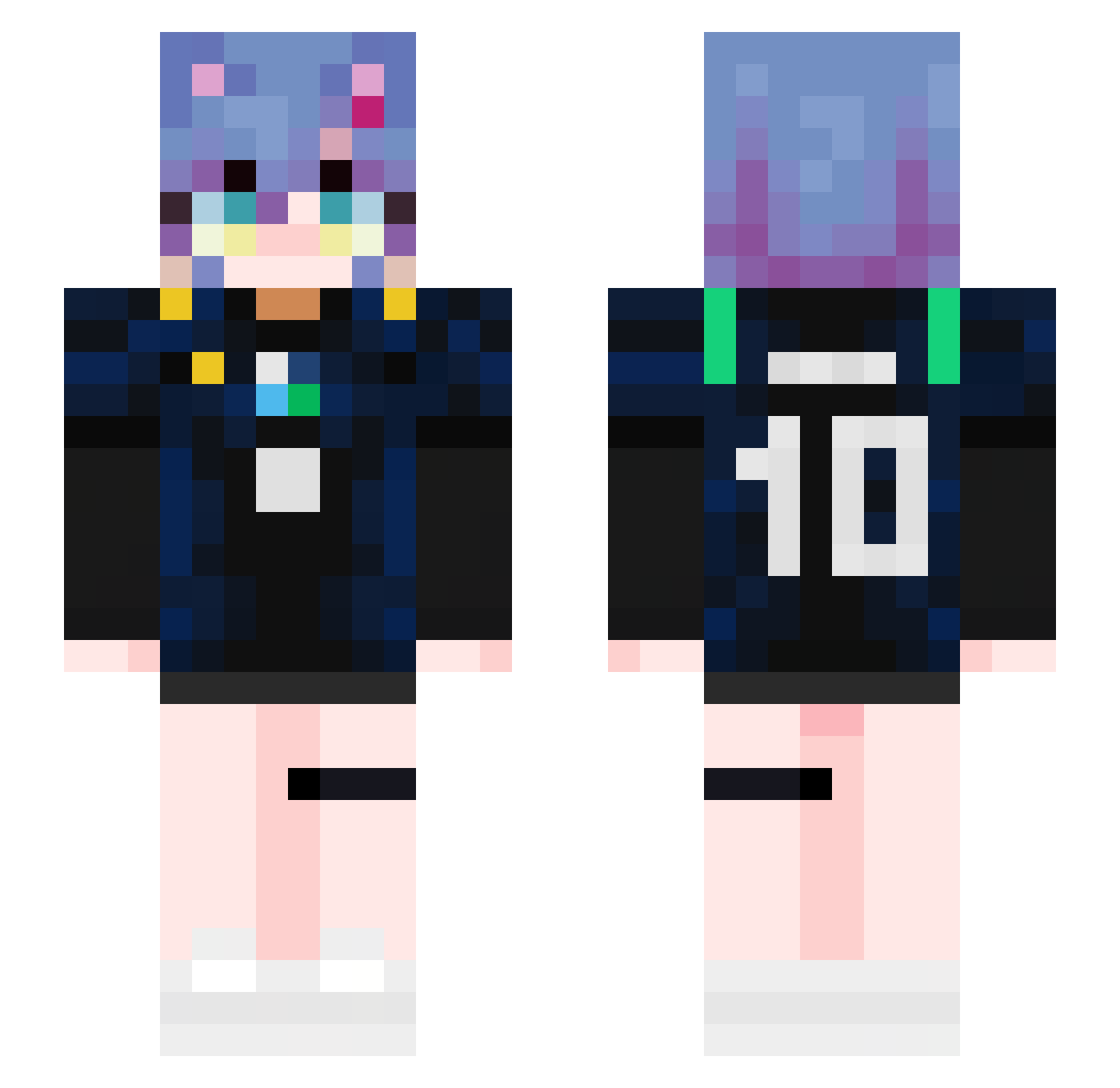 pedrotub Minecraft skin, front and back view