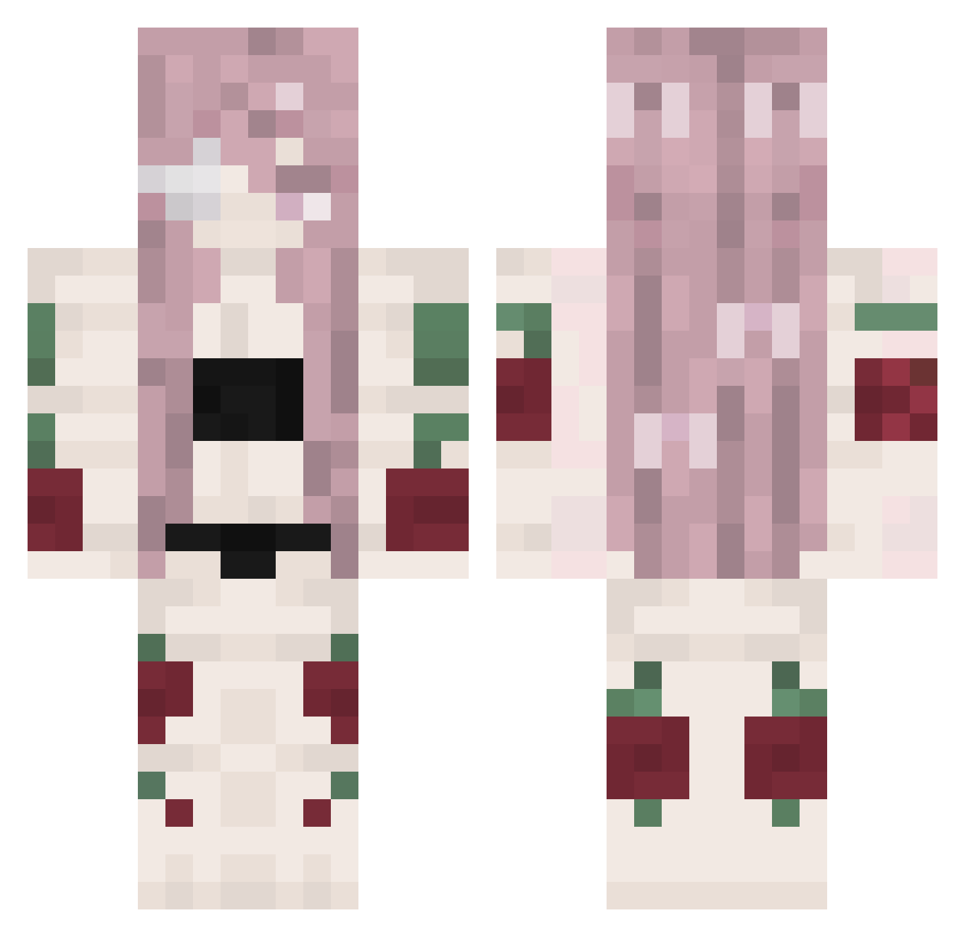 NyxBuu Minecraft skin, front and back view