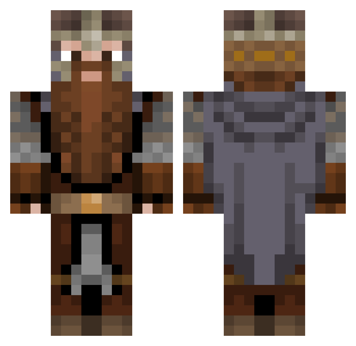 BimBamBum Minecraft skin, front and back view