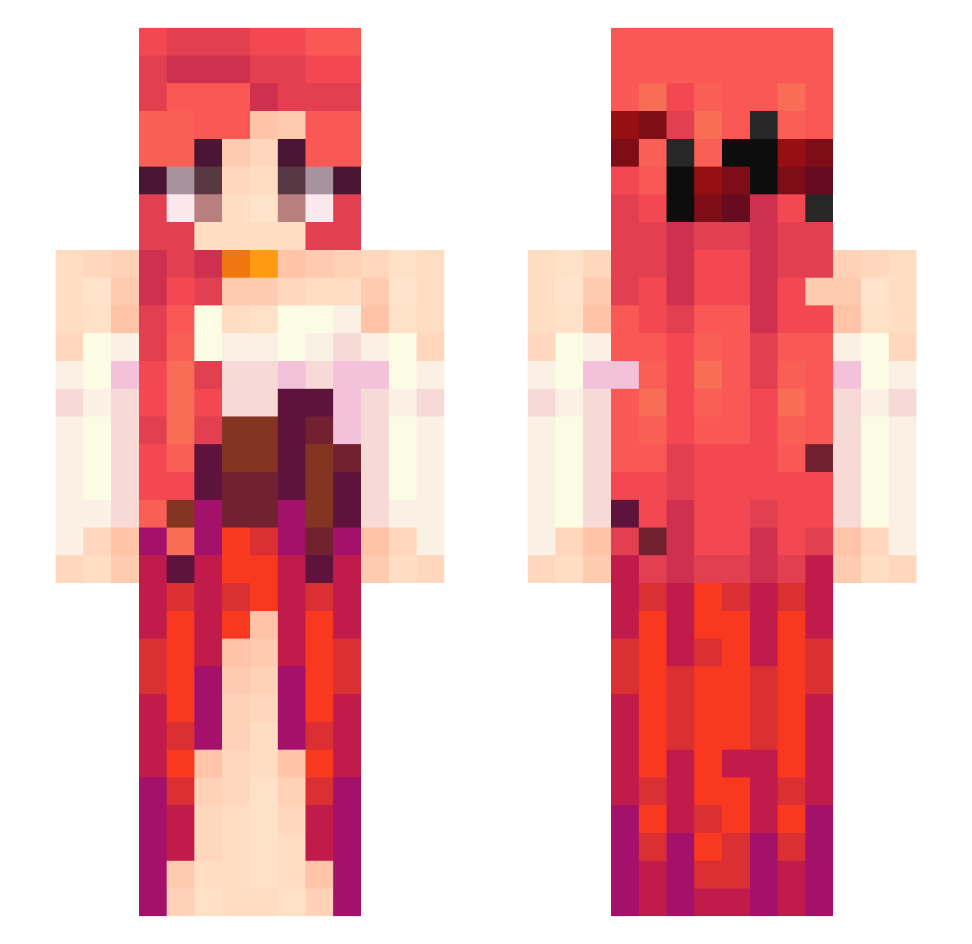 Obscureness Minecraft skin, front and back view