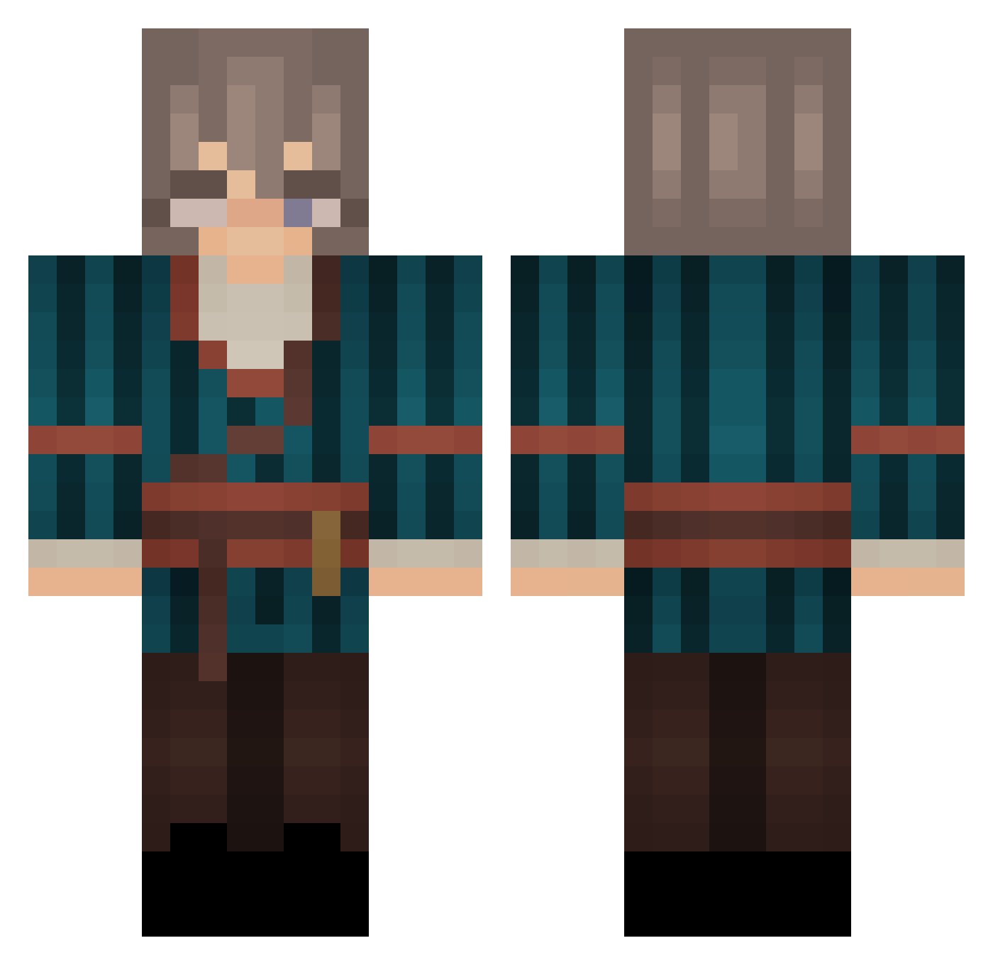 SaintNaiko Minecraft skin, front and back view