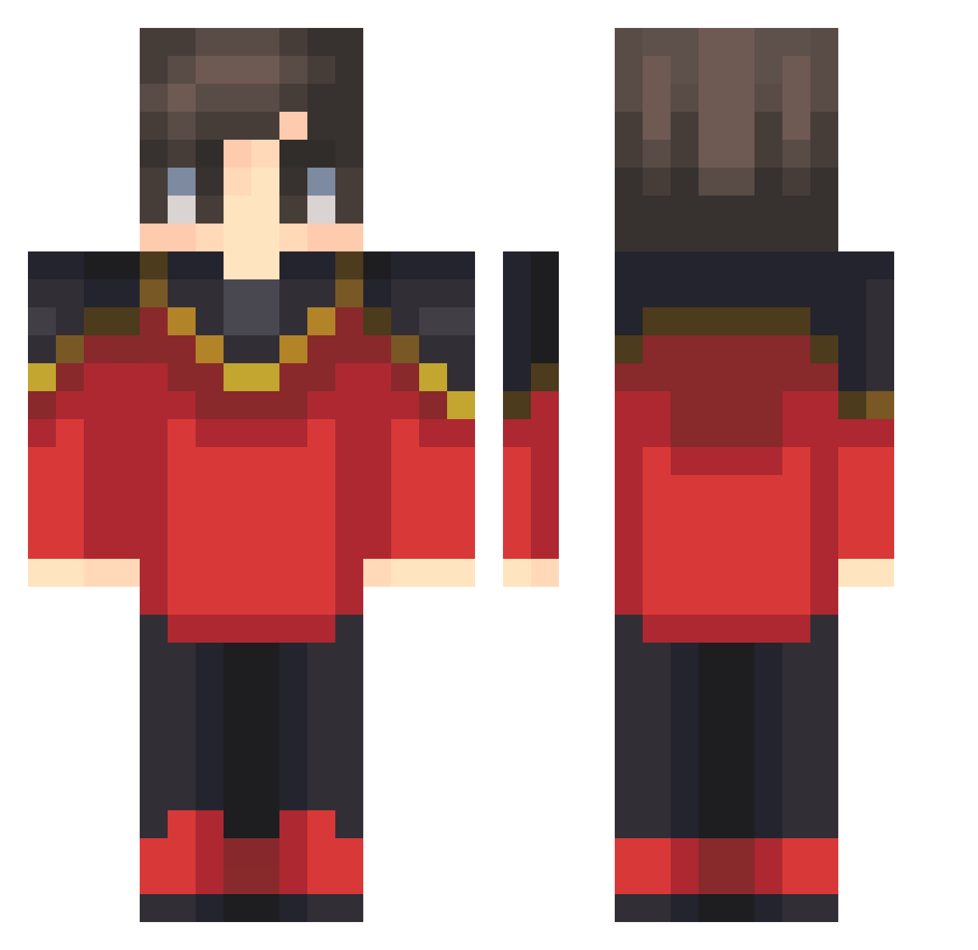 Reapify Minecraft skin, front and back view
