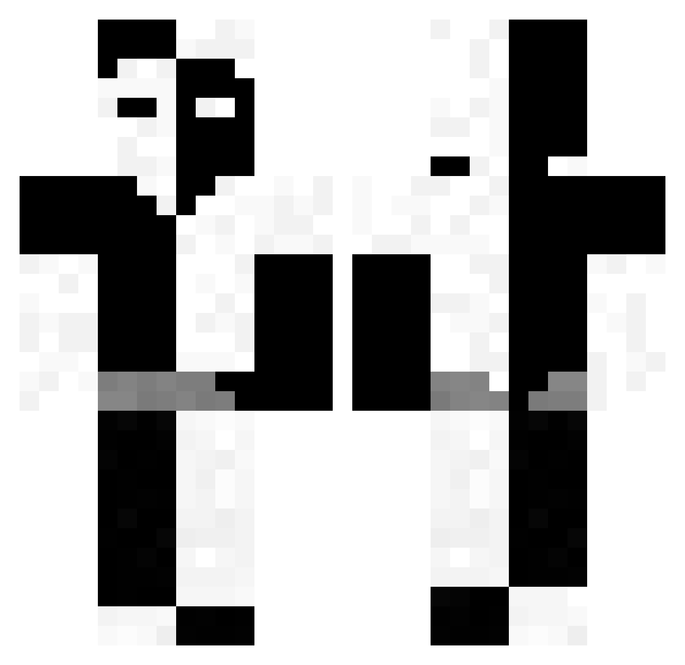 Orthopraxis Minecraft skin, front and back view