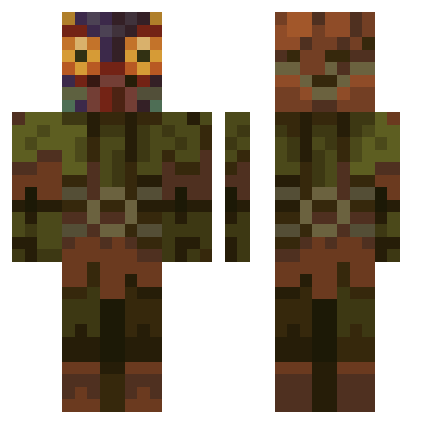exe707 Minecraft skin, front and back view