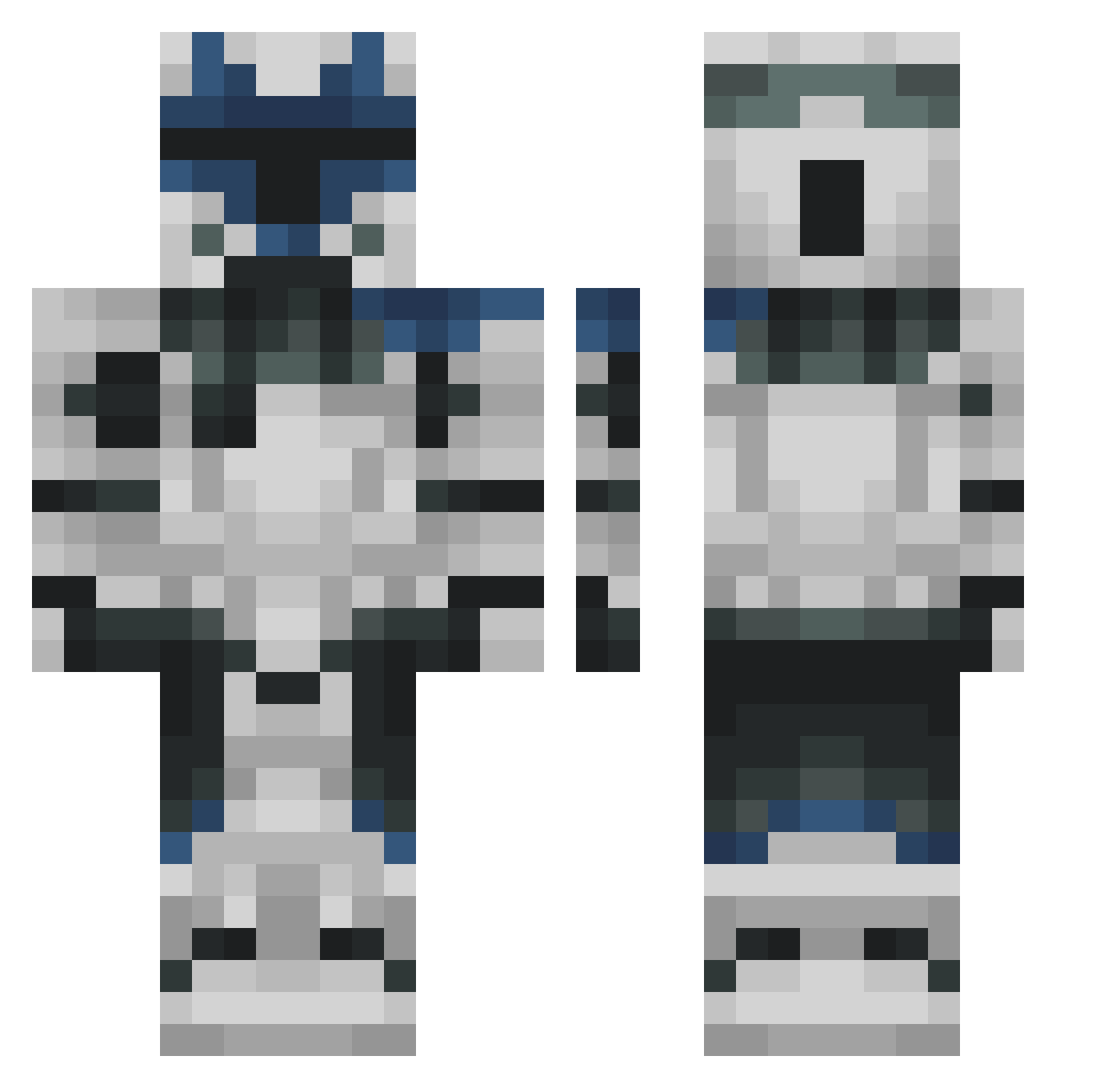 MysteriousLore Minecraft skin, front and back view