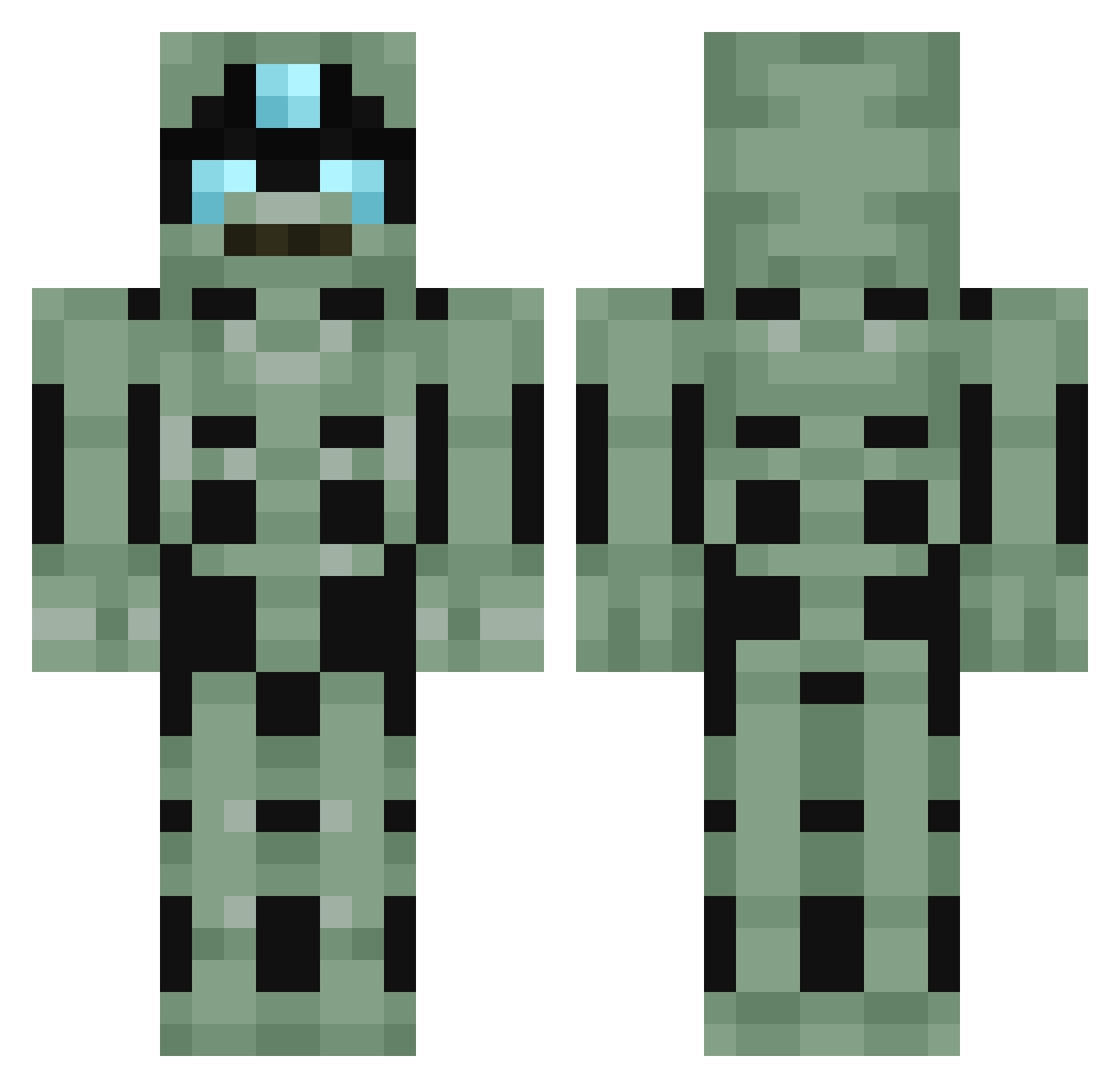 luckynick Minecraft skin, front and back view