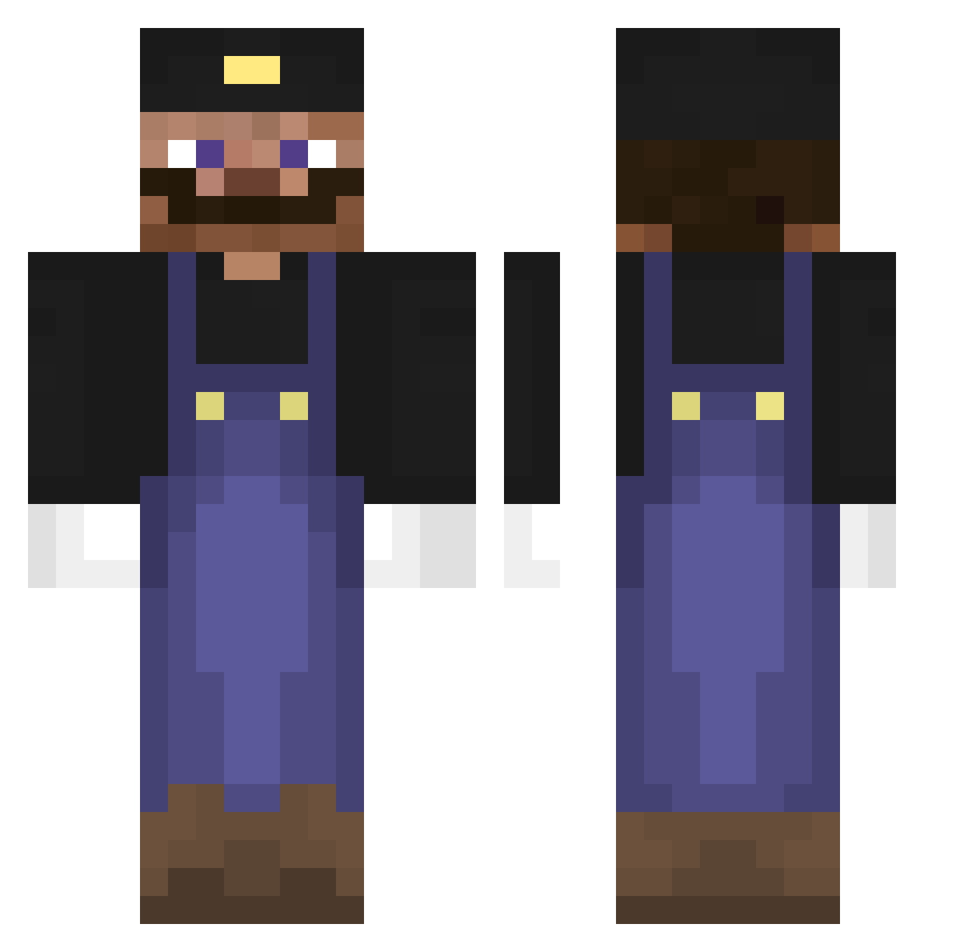 Mordom616 Minecraft skin, front and back view