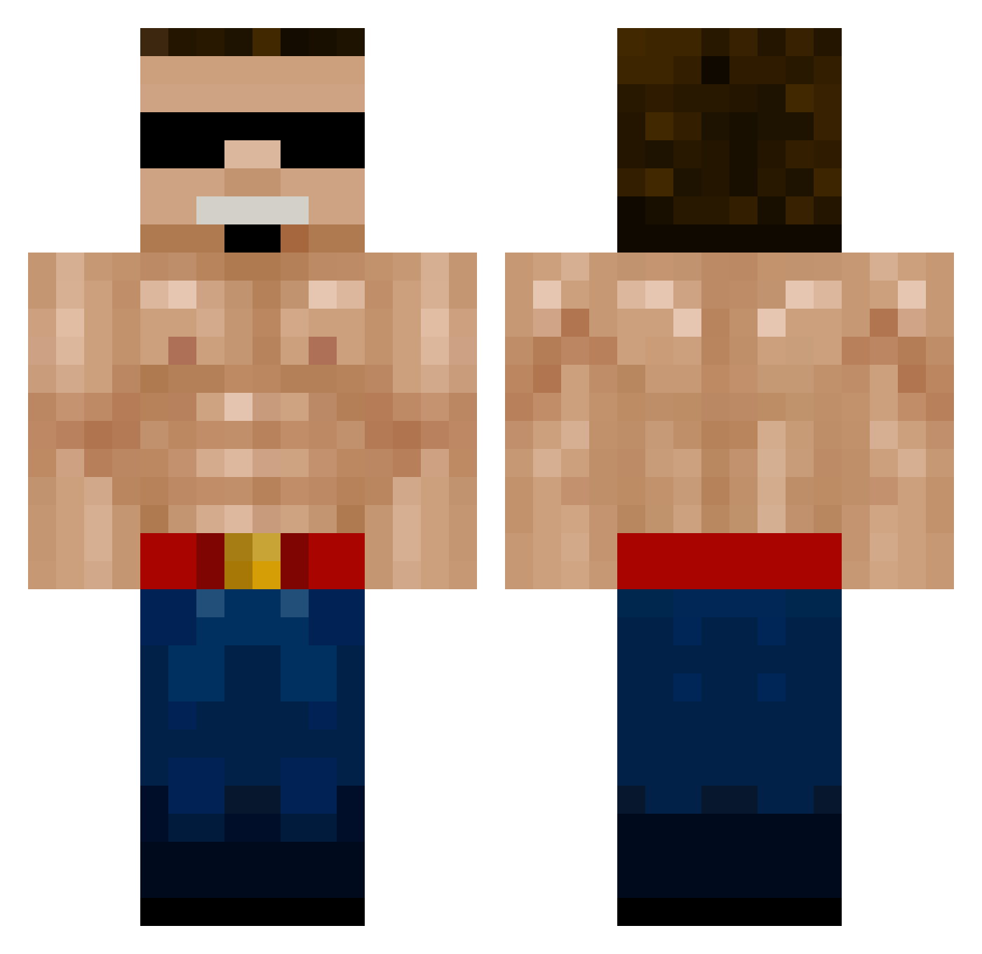 Fields01 Minecraft skin, front and back view
